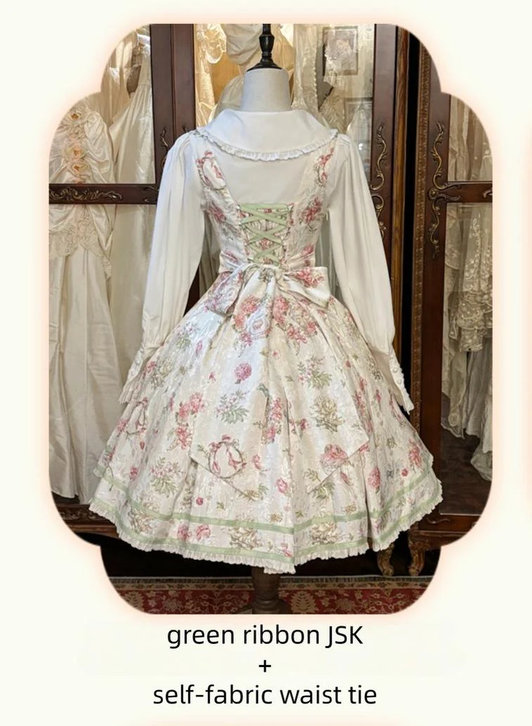 Hydrangea Tea Party - Classic Lolita Bust Supporting JSK, Mutton Sleeve Shirt - Image 28