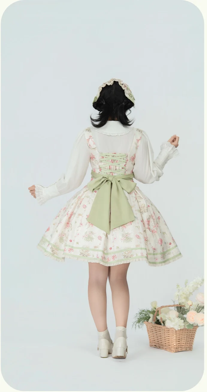 Hydrangea Tea Party - Classic Lolita Bust Supporting JSK, Mutton Sleeve Shirt - Image 4