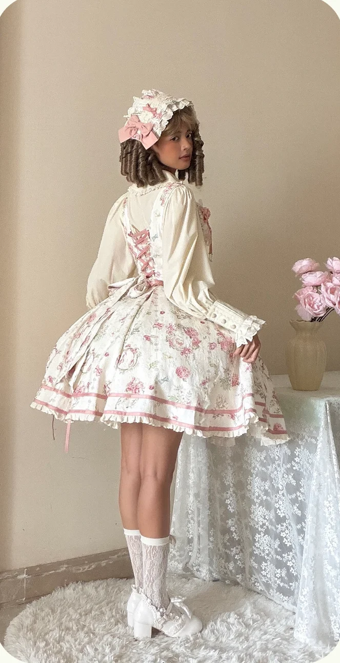 Hydrangea Tea Party - Classic Lolita Bust Supporting JSK, Mutton Sleeve Shirt - Image 5