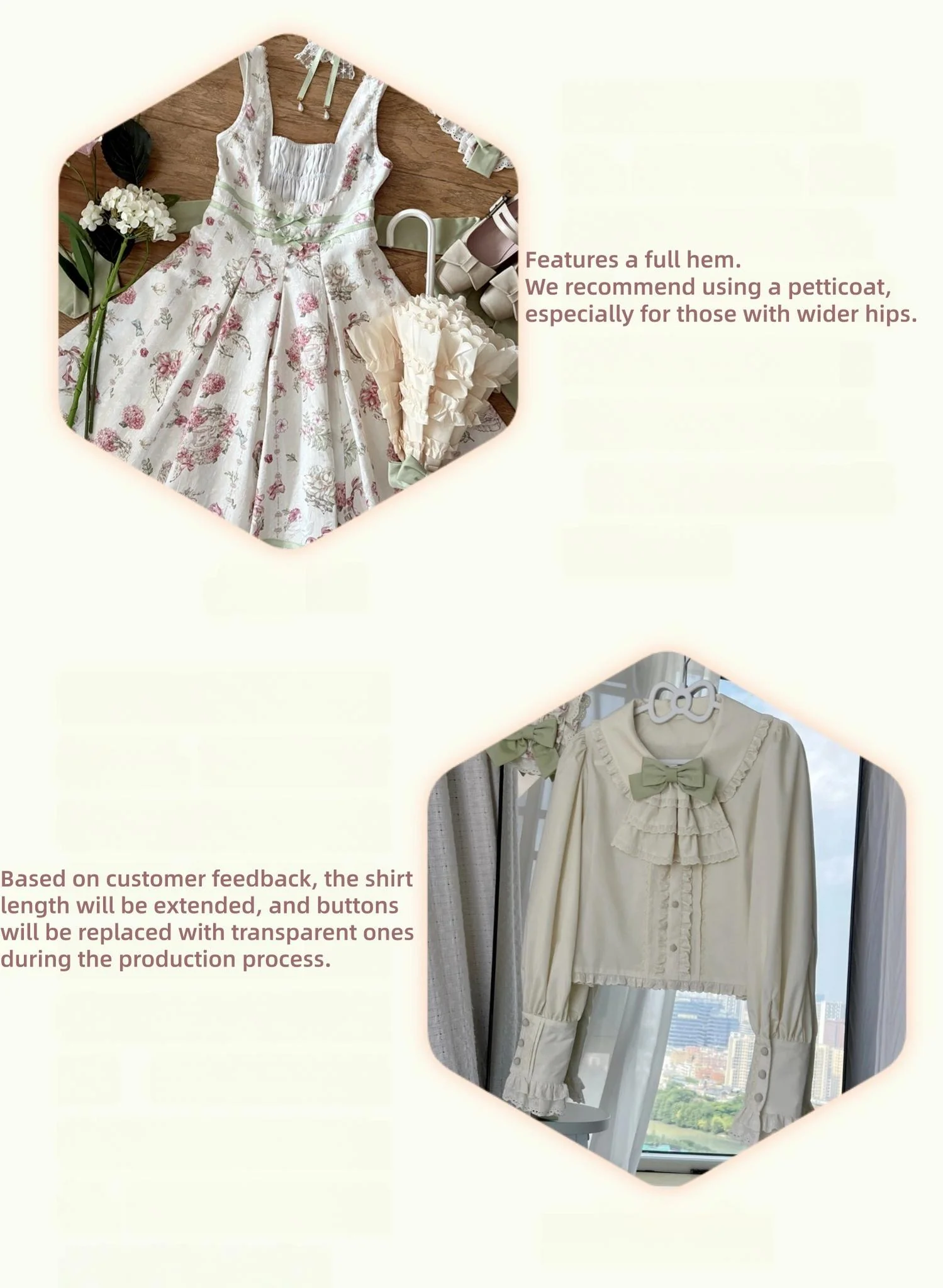 Hydrangea Tea Party - Classic Lolita Bust Supporting JSK, Mutton Sleeve Shirt - Image 7