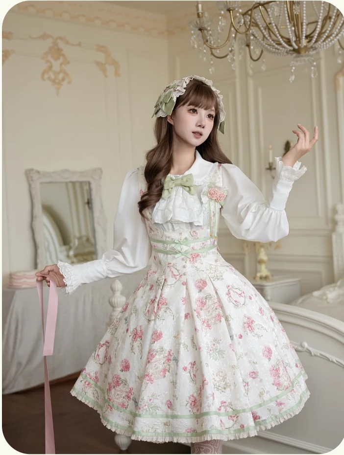 Hydrangea Tea Party - Classic Lolita Bust Supporting JSK, Mutton Sleeve Shirt - Image 9
