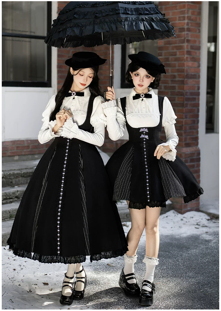 Monochrome Sonata - Classic Lolita Bust-supporting JSK Set, Piano Inspired - Image 11