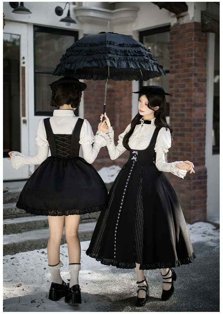 Monochrome Sonata - Classic Lolita Bust-supporting JSK Set, Piano Inspired - Image 2