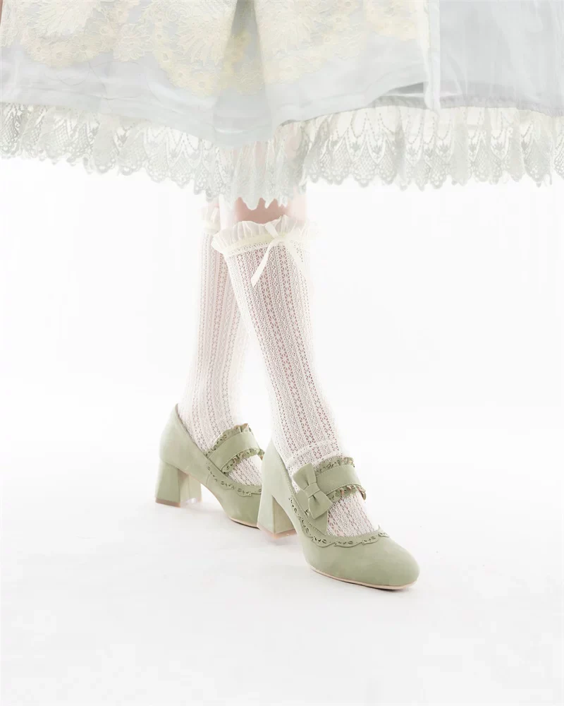 Heidi Manor - Classic Lolita Chunky Heels Shoes, Cutout Trims - Image 11