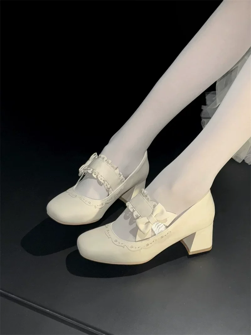 Heidi Manor - Classic Lolita Chunky Heels Shoes, Cutout Trims - Image 15