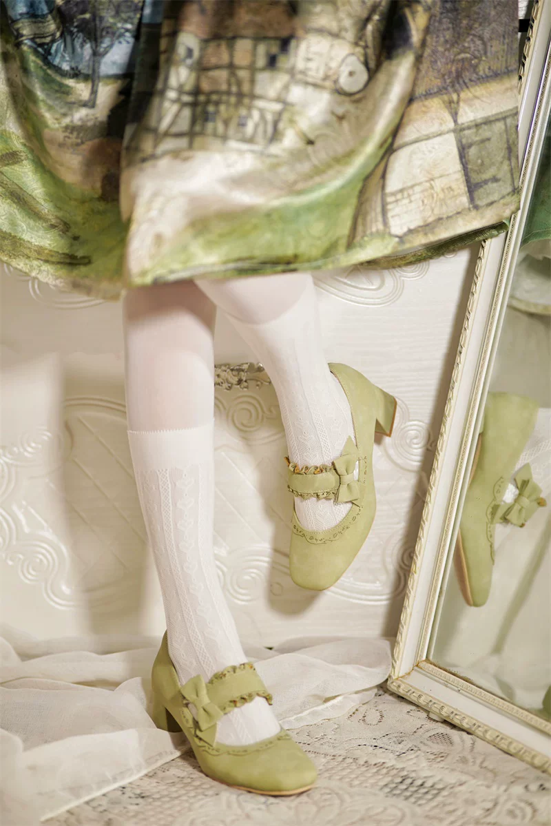 Heidi Manor - Classic Lolita Chunky Heels Shoes, Cutout Trims - Image 2
