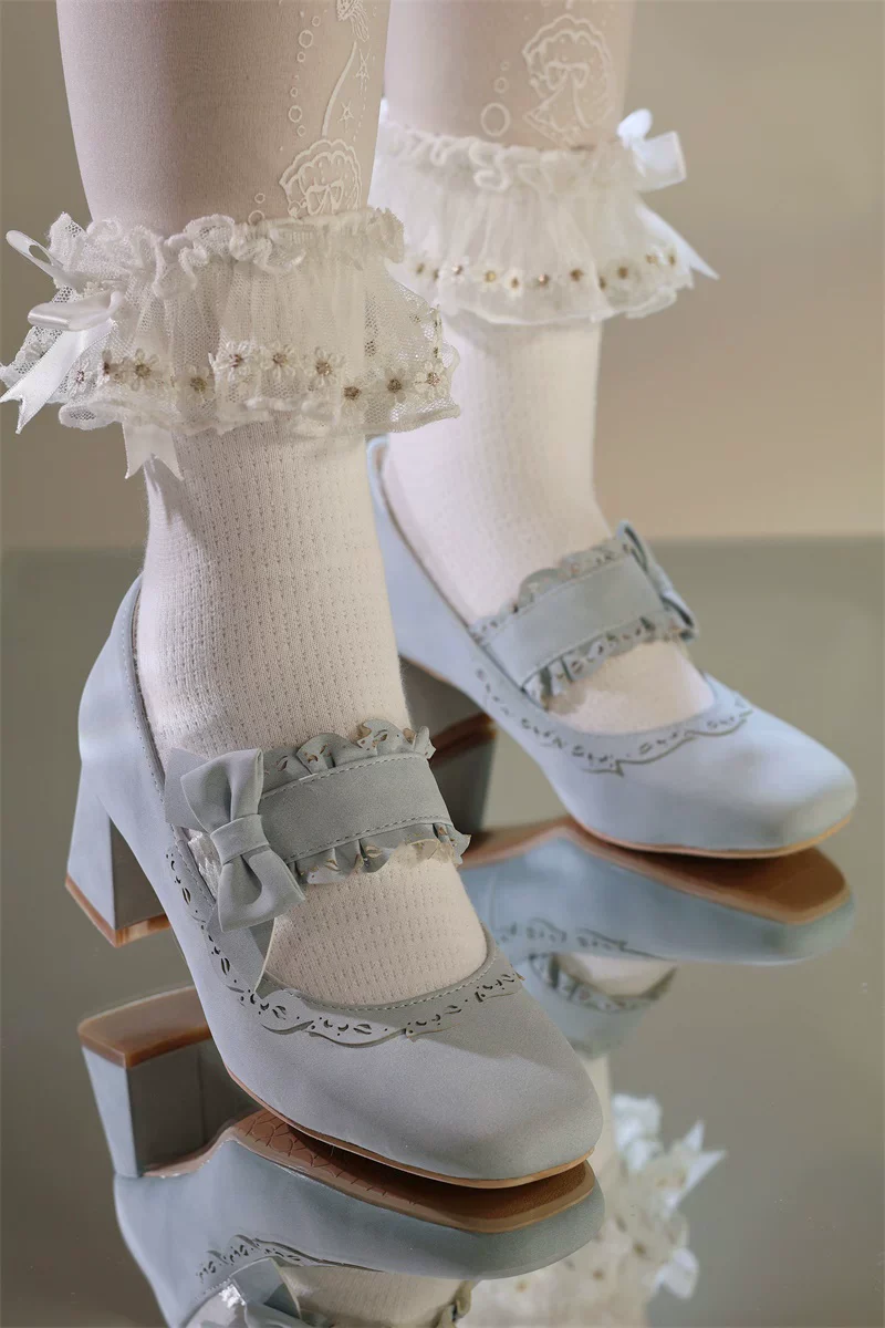 Heidi Manor - Classic Lolita Chunky Heels Shoes, Cutout Trims - Image 23