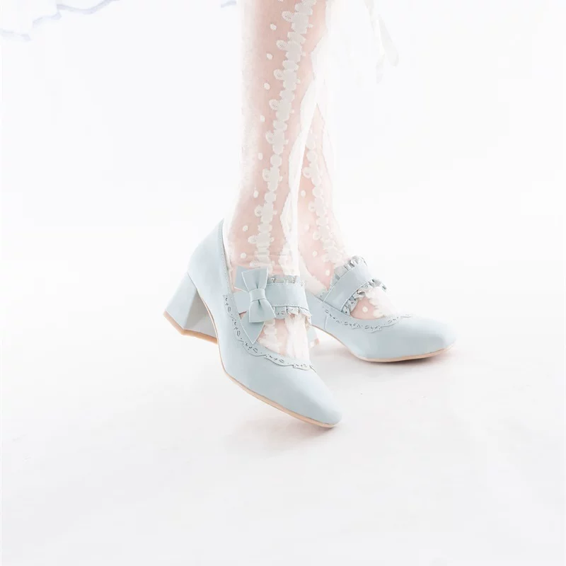Heidi Manor - Classic Lolita Chunky Heels Shoes, Cutout Trims - Image 24