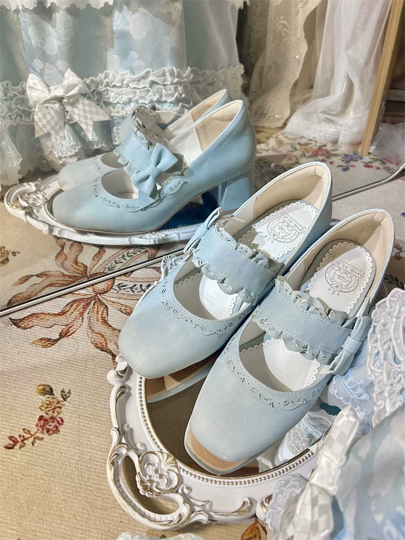 Heidi Manor - Classic Lolita Chunky Heels Shoes, Cutout Trims - Image 25