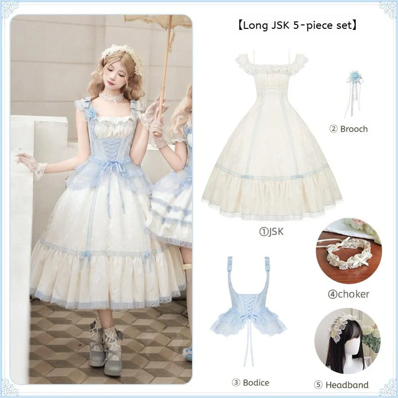 With PUJI - Sea Salt Iced Tea - Classic Lolita Dress, Fishbone Bodice - Image 21