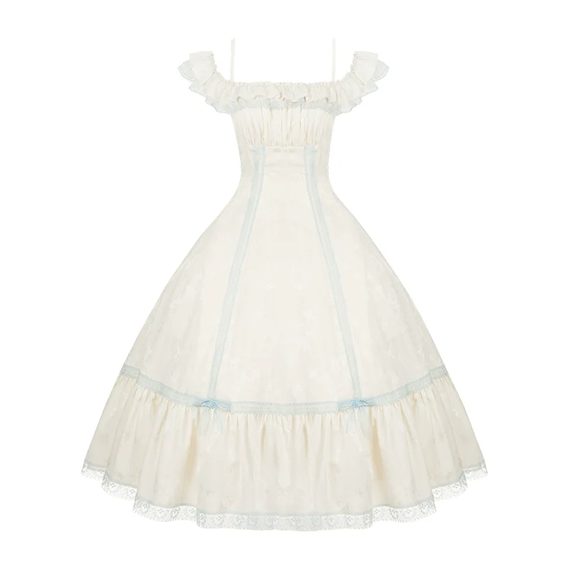 With PUJI - Sea Salt Iced Tea - Classic Lolita Dress, Fishbone Bodice - Image 22