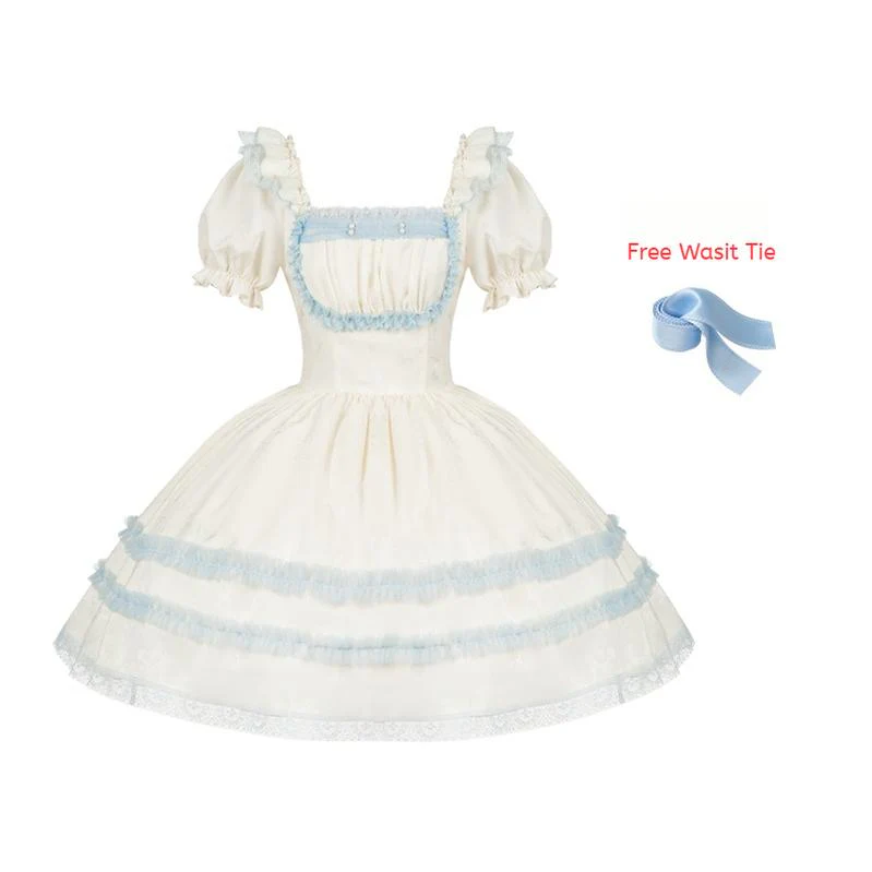 With PUJI - Sea Salt Iced Tea - Classic Lolita Dress, Fishbone Bodice - Image 23