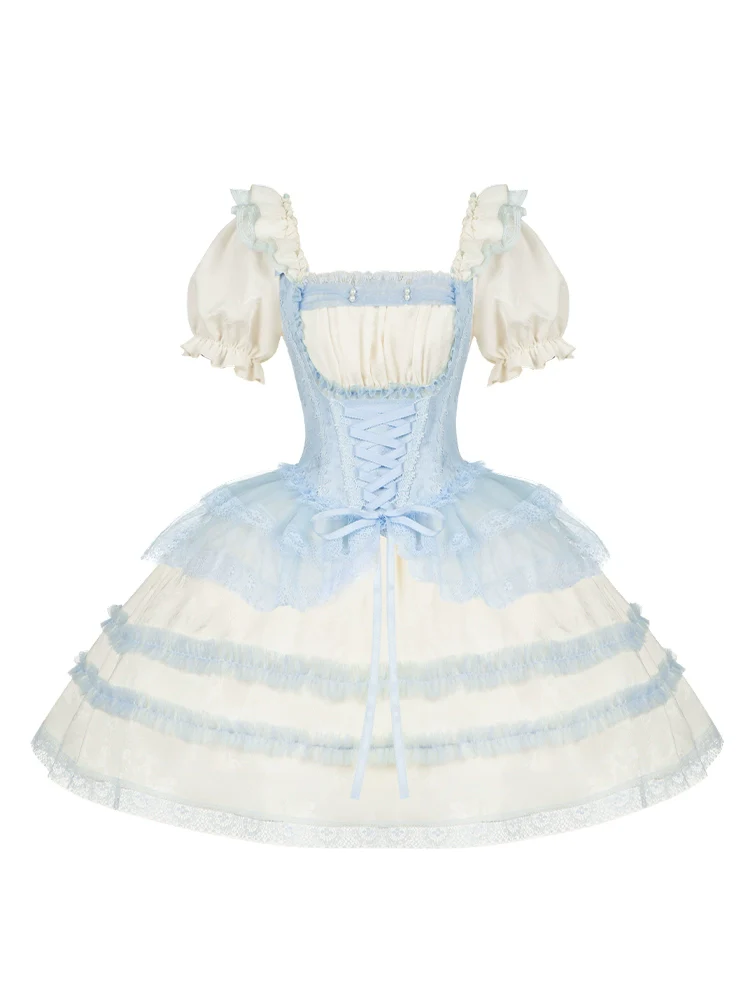 With PUJI - Sea Salt Iced Tea - Classic Lolita Dress, Fishbone Bodice - Image 24