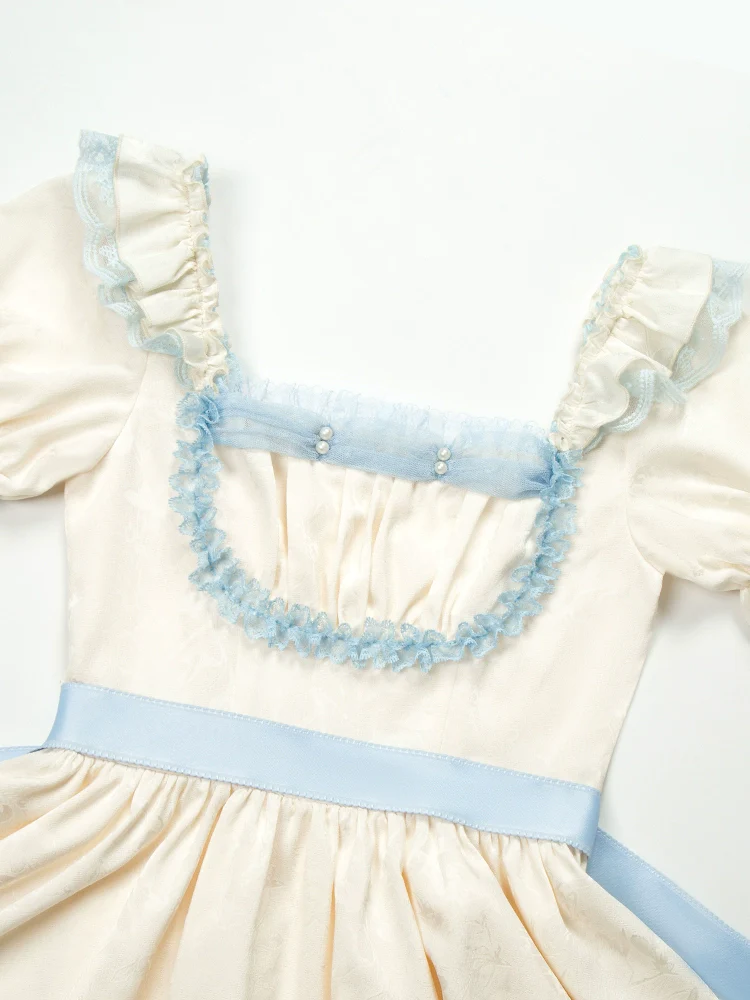 With PUJI - Sea Salt Iced Tea - Classic Lolita Dress, Fishbone Bodice - Image 25