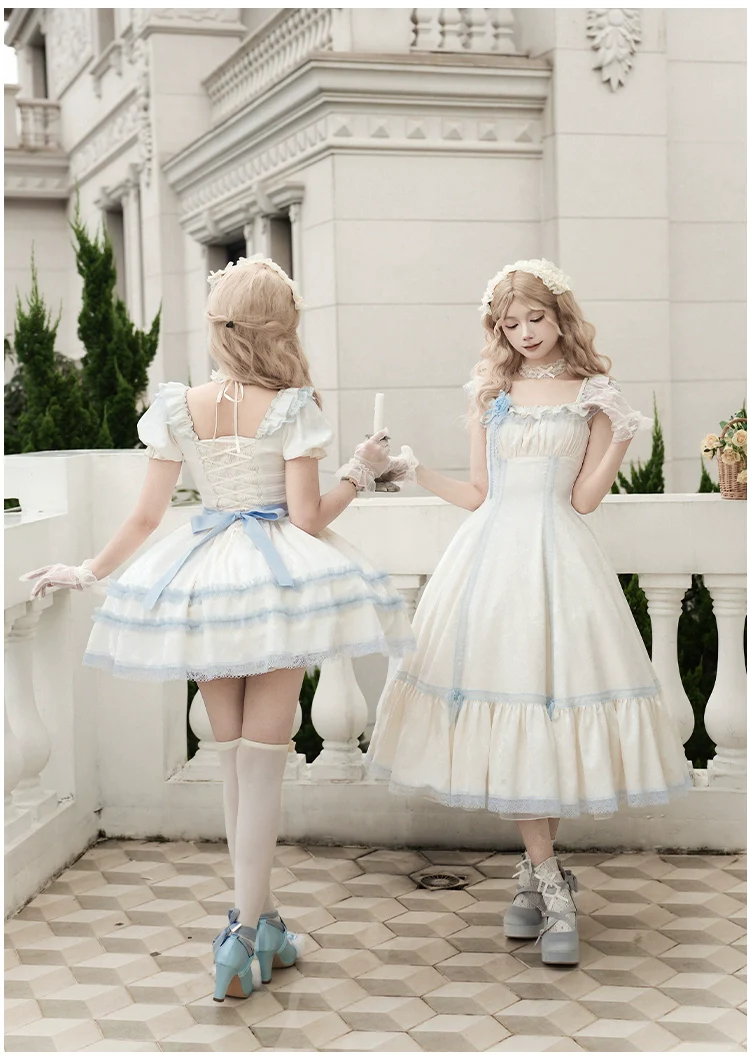With PUJI - Sea Salt Iced Tea - Classic Lolita Dress, Fishbone Bodice - Image 4