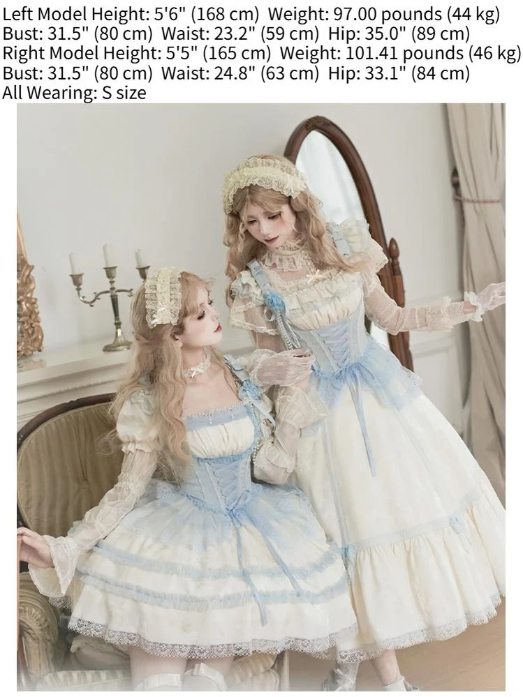 With PUJI - Sea Salt Iced Tea - Classic Lolita Dress, Fishbone Bodice - Image 5