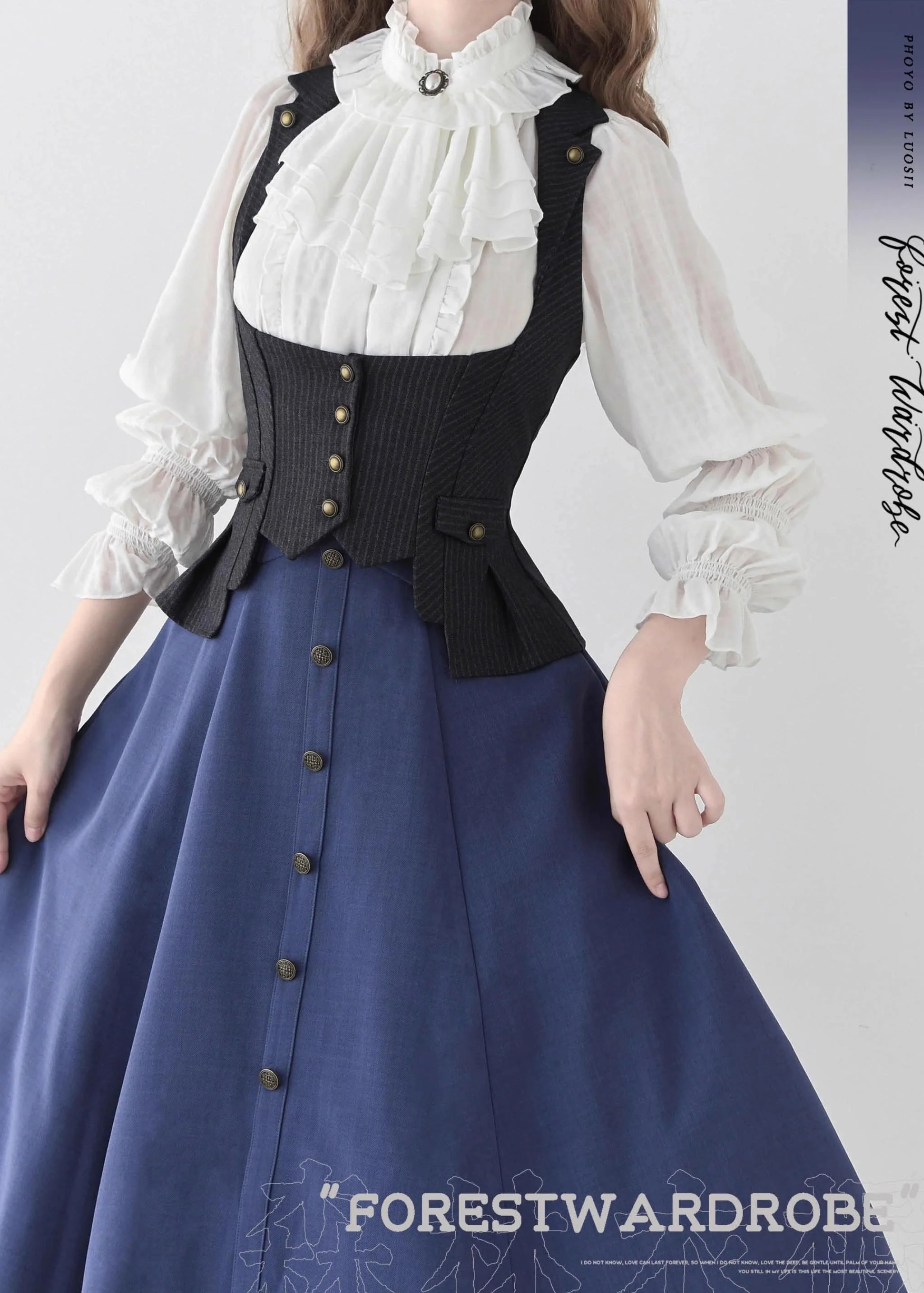 Forest Revelation - Classic Lolita Fishbone Long Skirt, Side Pockets - Image 10