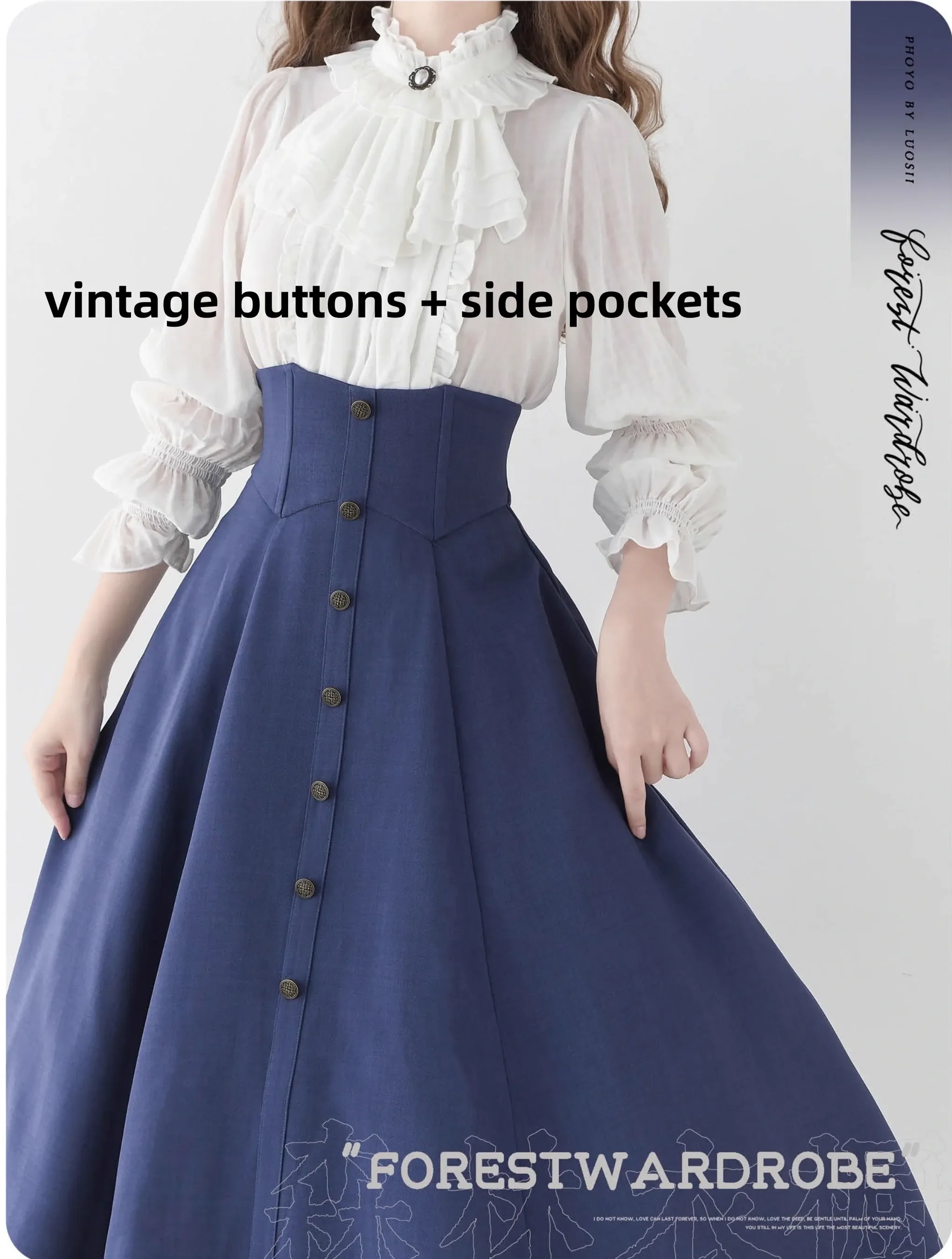 Forest Revelation - Classic Lolita Fishbone Long Skirt, Side Pockets - Image 12