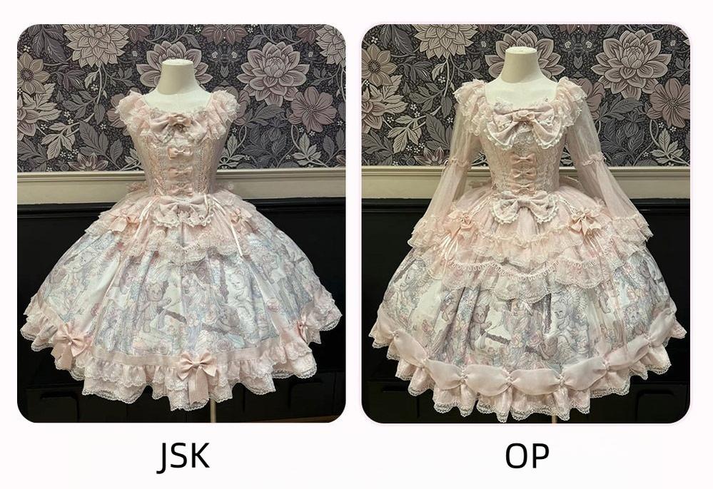 Eden - Classic Lolita Gorgeous JSK & OP, Angel Bear Print Dress - Image 7