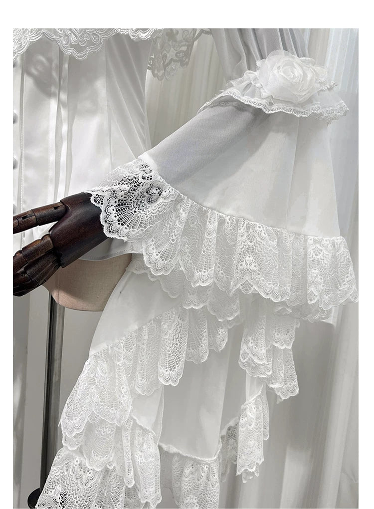 Linglong Porcelain - Classic Lolita Halter Neck Blouse, Detachable Shawl - Image 7