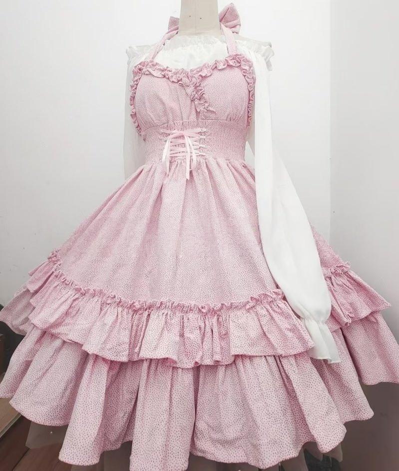 Classic Lolita Halter Neck JSK Dress, Double Layered Skirt - Image 3