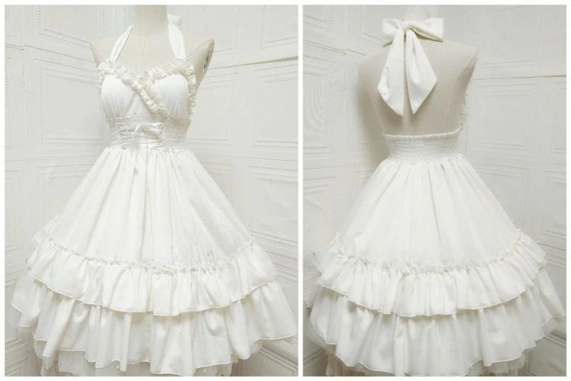 Classic Lolita Halter Neck JSK Dress, Double Layered Skirt - Image 4