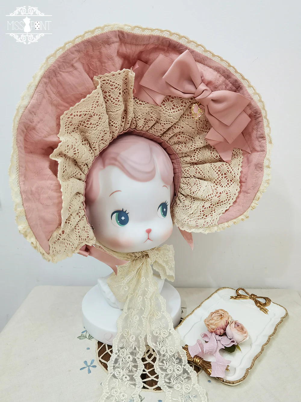 Lilyka Garden - Classic Lolita Headdress and Necklace Brooch Bow Trailing - Image 9