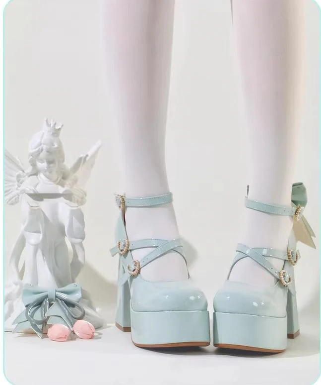 Whispering Tulip - Classic Lolita Heel Shoes, Detachable Tulip Bow - Image 3