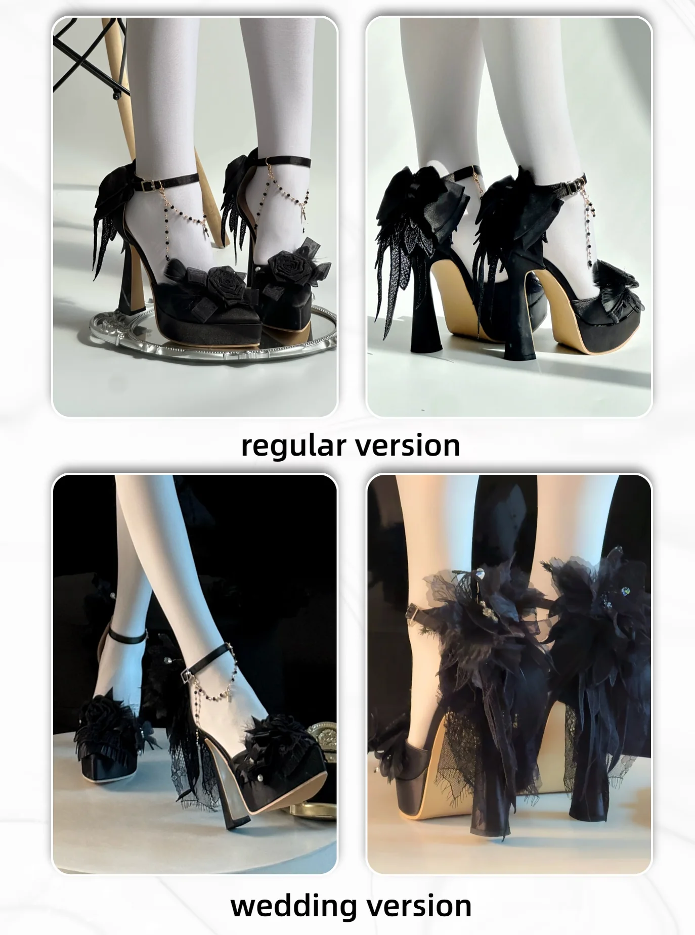 Feather Spirit - Classic Lolita Heel Shoes, Feather Decoration - Image 13