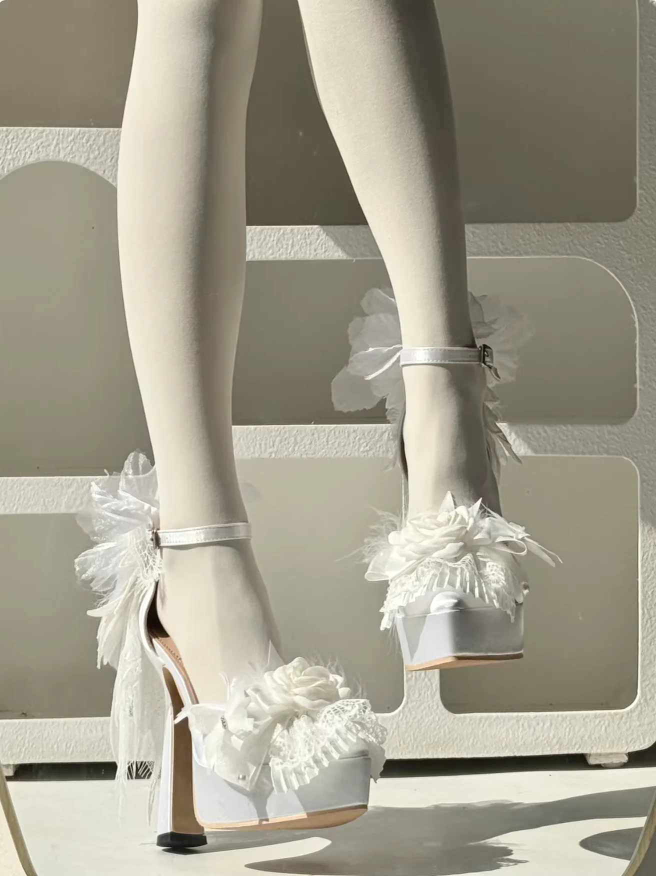 Feather Spirit - Classic Lolita Heel Shoes, Feather Decoration - Image 18