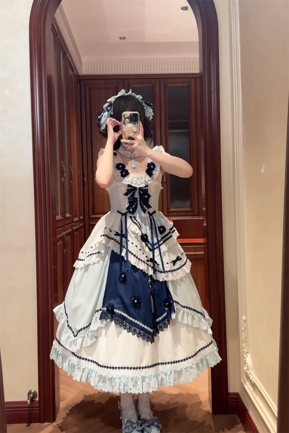 Blue and White Dream - Classic Lolita JSK Dress, Irregular Layered Hem - Image 7