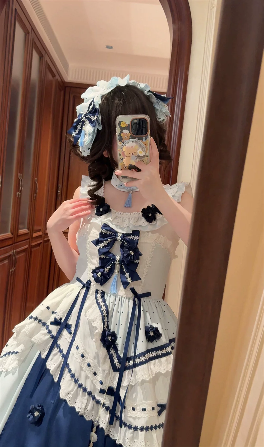 Blue and White Dream - Classic Lolita JSK Dress, Irregular Layered Hem - Image 9