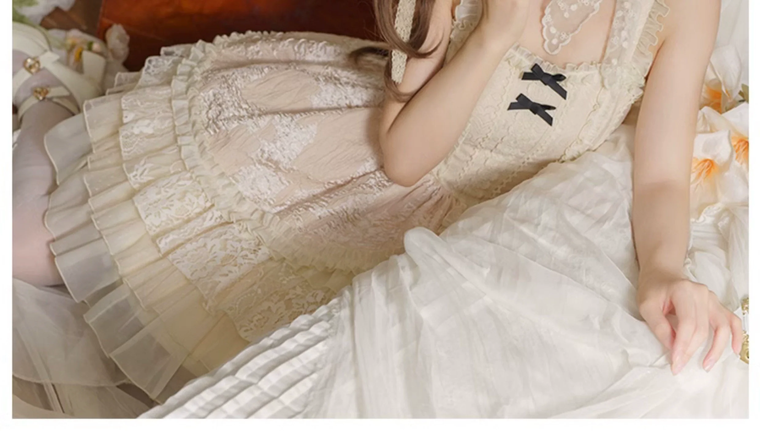 With PUJI - Music Box - Classic Lolita JSK Suit Ballet Cake Skrit - Image 11