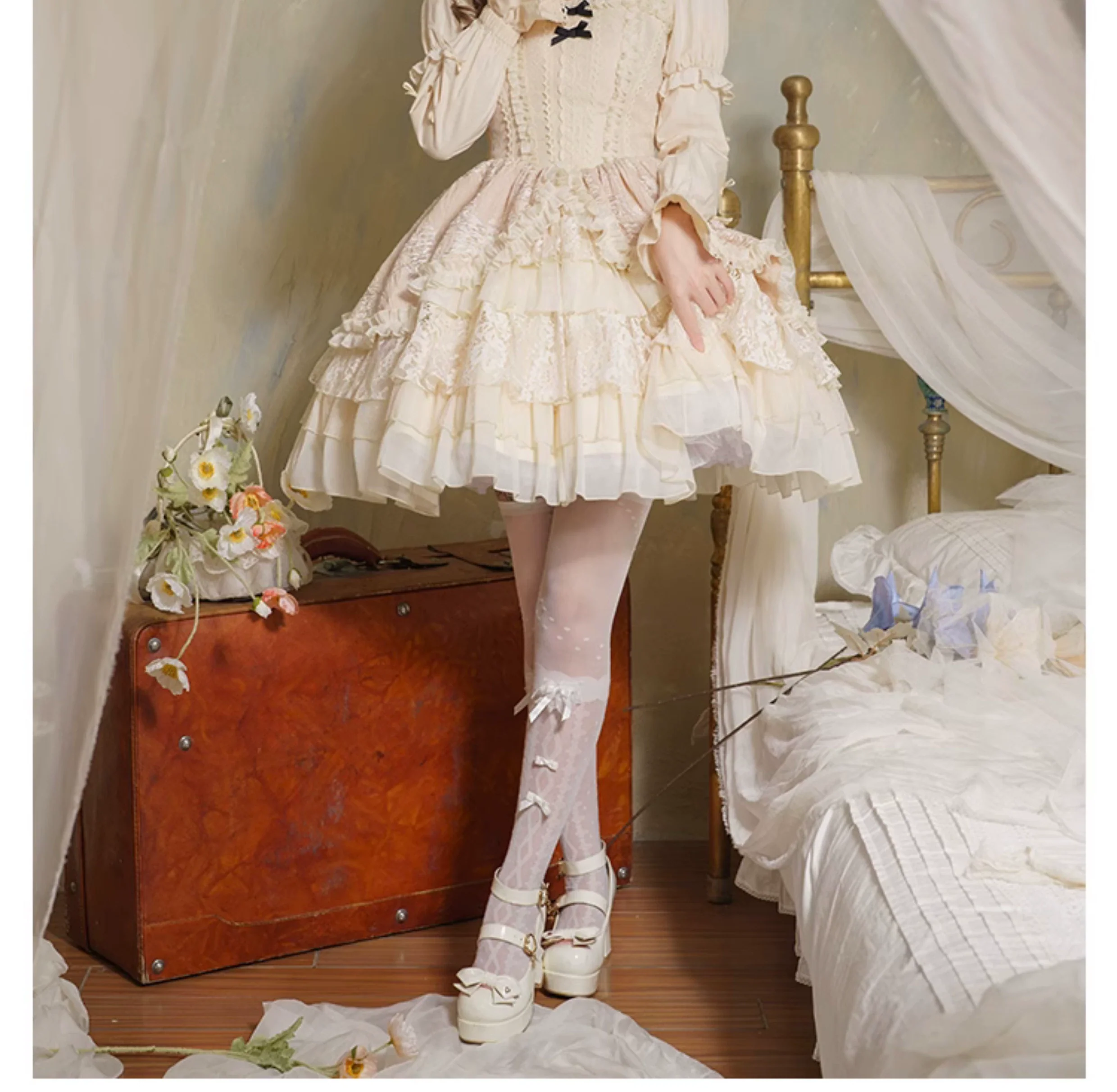With PUJI - Music Box - Classic Lolita JSK Suit Ballet Cake Skrit - Image 12