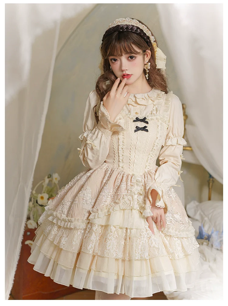 With PUJI - Music Box - Classic Lolita JSK Suit Ballet Cake Skrit - Image 3