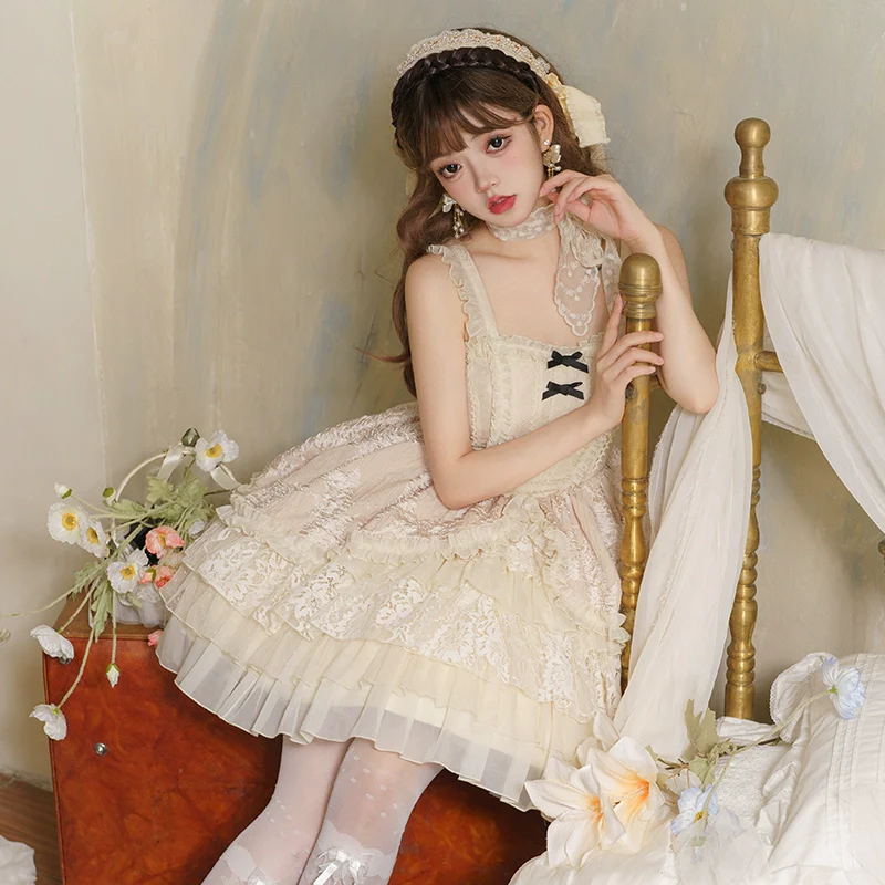 With PUJI - Music Box - Classic Lolita JSK Suit Ballet Cake Skrit - Image 7