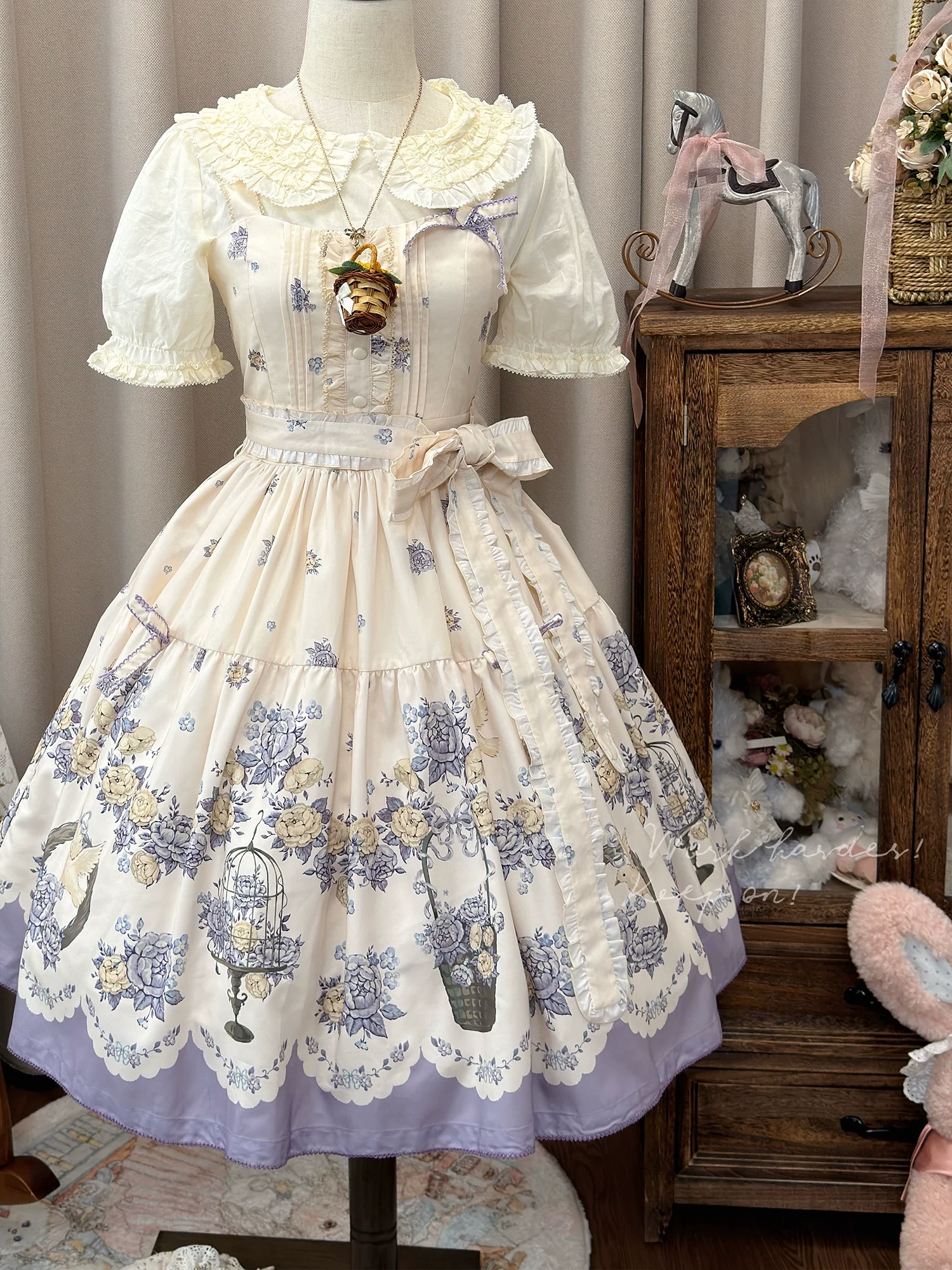 Floral and Bird Series - Classic Lolita JSK Suit Floral Print Dress - Image 16