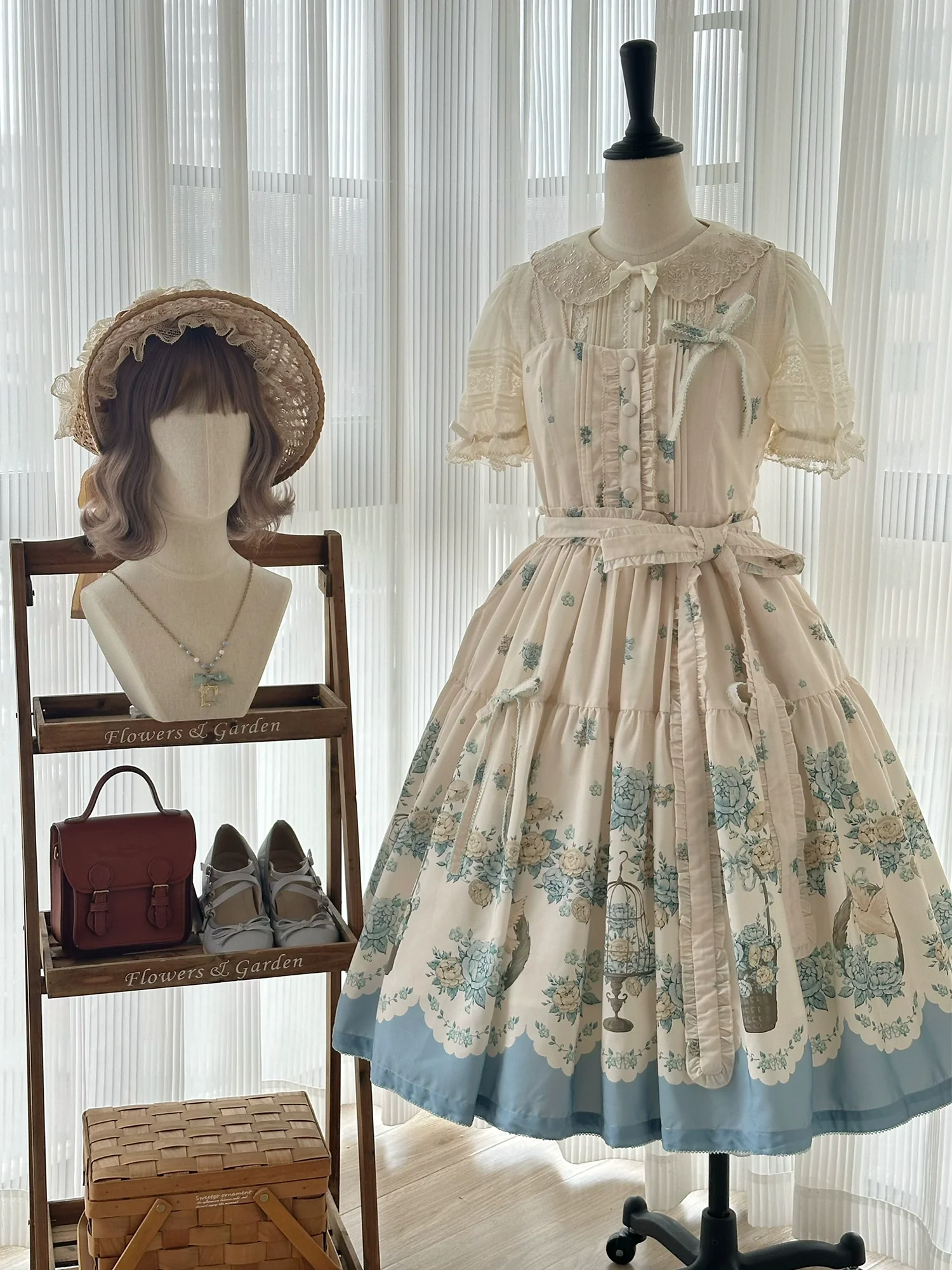 Floral and Bird Series - Classic Lolita JSK Suit Floral Print Dress - Image 3