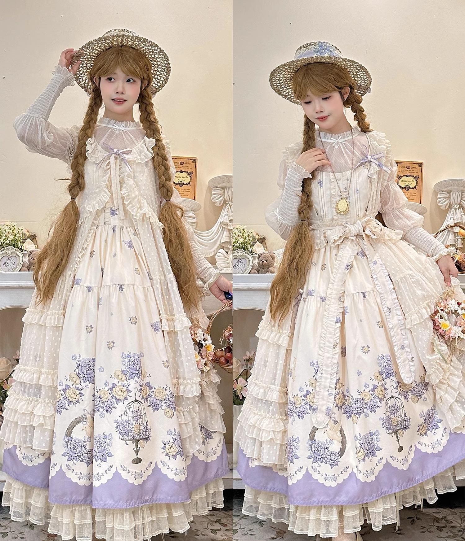 Floral and Bird Series - Classic Lolita JSK Suit Floral Print Dress - Image 40