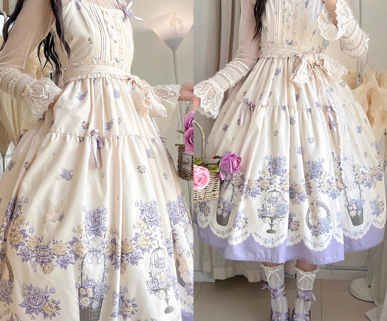 Floral and Bird Series - Classic Lolita JSK Suit Floral Print Dress - Image 41