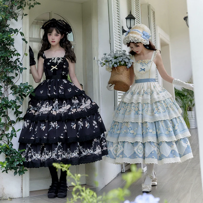 With PUJI - Letter and Poetry - Classic Lolita JSK Suit Four-tiered Twins Dress - Image 3