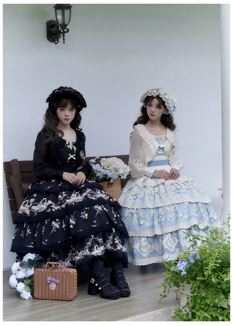 With PUJI - Letter and Poetry - Classic Lolita JSK Suit Four-tiered Twins Dress - Image 6