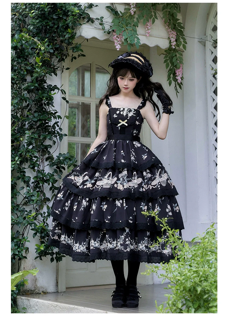 With PUJI - Letter and Poetry - Classic Lolita JSK Suit Four-tiered Twins Dress - Image 8