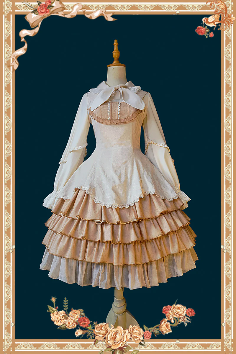 Waltz - Classic Lolita JSK Tiered Dress with Bunny Ear Blouse