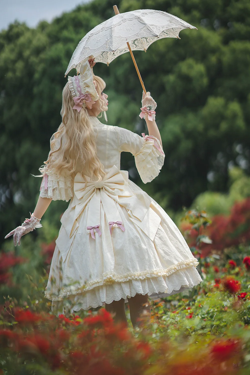 Lilyka Garden - Classic Lolita OP Dress Set Elegant Floral Wall Princess Sleeve - Image 110