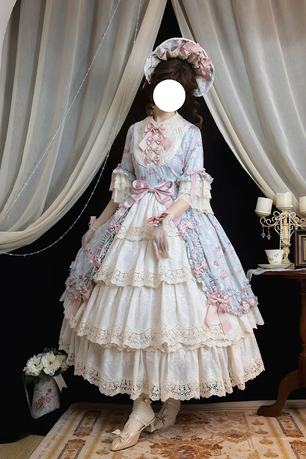 Lilyka Garden - Classic Lolita OP Dress Set Elegant Floral Wall Princess Sleeve - Image 15