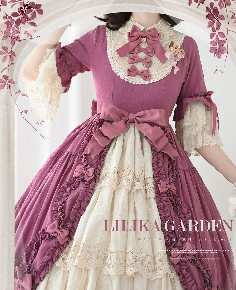 Lilyka Garden - Classic Lolita OP Dress Set Elegant Floral Wall Princess Sleeve - Image 57
