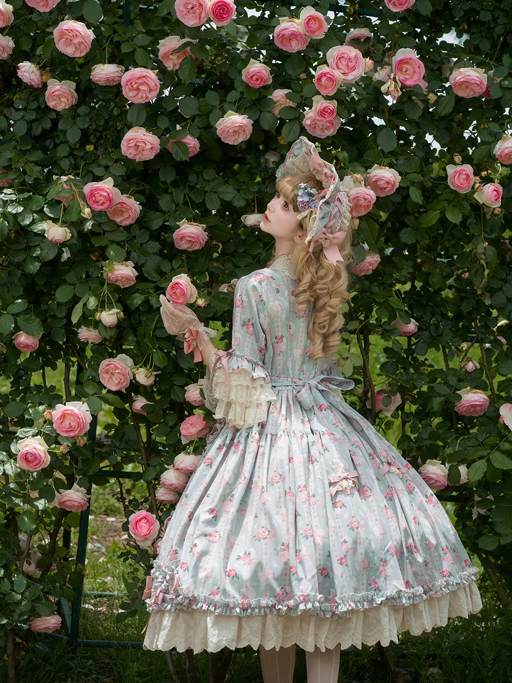 Lilyka Garden - Classic Lolita OP Dress Set Elegant Floral Wall Princess Sleeve - Image 8
