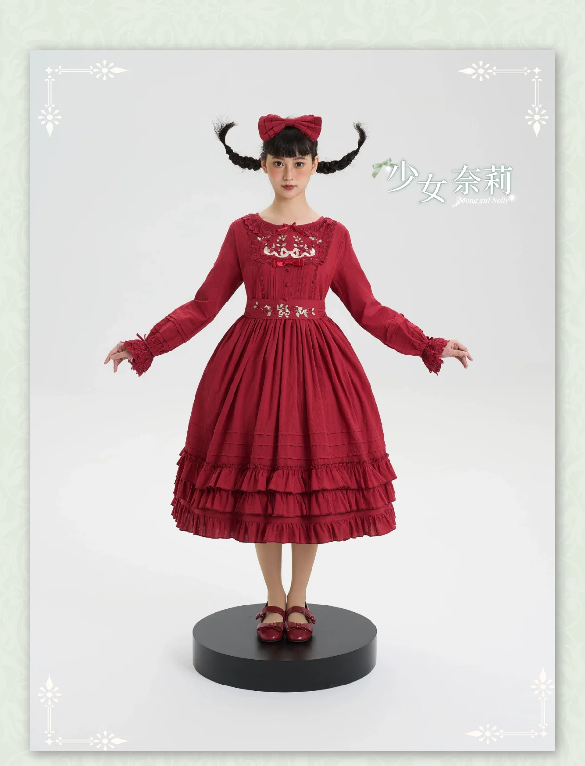 Maiden Nelly - Classic Lolita OP Dress, Embroidered Flowers - Image 16
