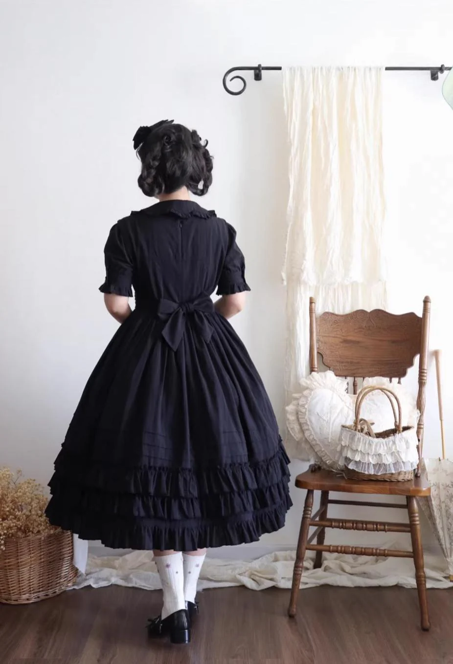 Maiden Nelly - Classic Lolita OP Dress, Embroidered Flowers - Image 2